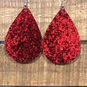 Red leather earrings